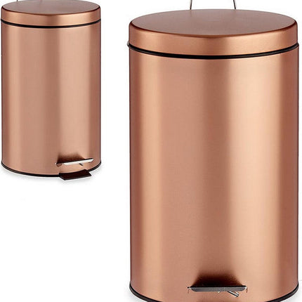 Pedaalemmer/vuilnisbak metaal 7 liter inhoud koper kleur 31 x 20 cm