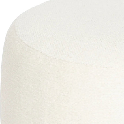 Atmosphera Poef om te zitten Perfect Seat - stof/hout - wit - 40x40 cm - bijzet stoeltjes