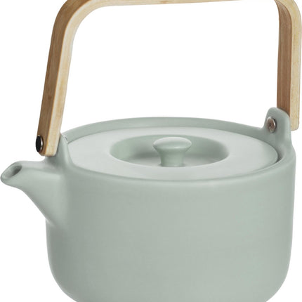 Secret de Gourmet Theepot in keramiek met bamboe 80cl - Handvat, zeef, filter - Mint