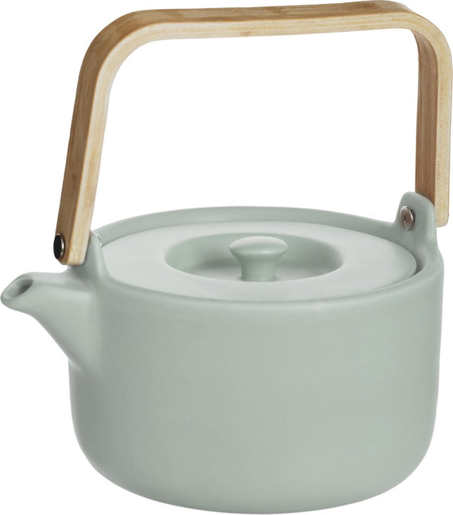 Secret de Gourmet Theepot in keramiek met bamboe 80cl - Handvat, zeef, filter - Mint