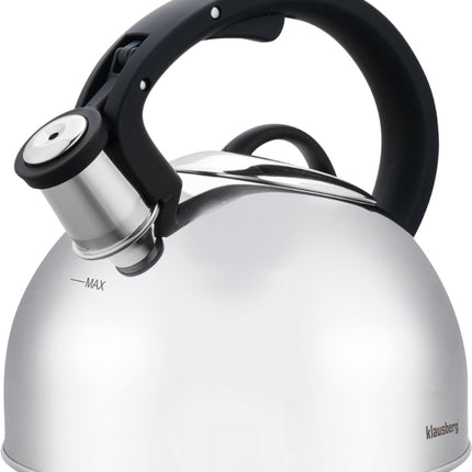 Klausberg 7910 - Fluitketel met fluit - 2.5 liter - RVS - Zilverkleurig