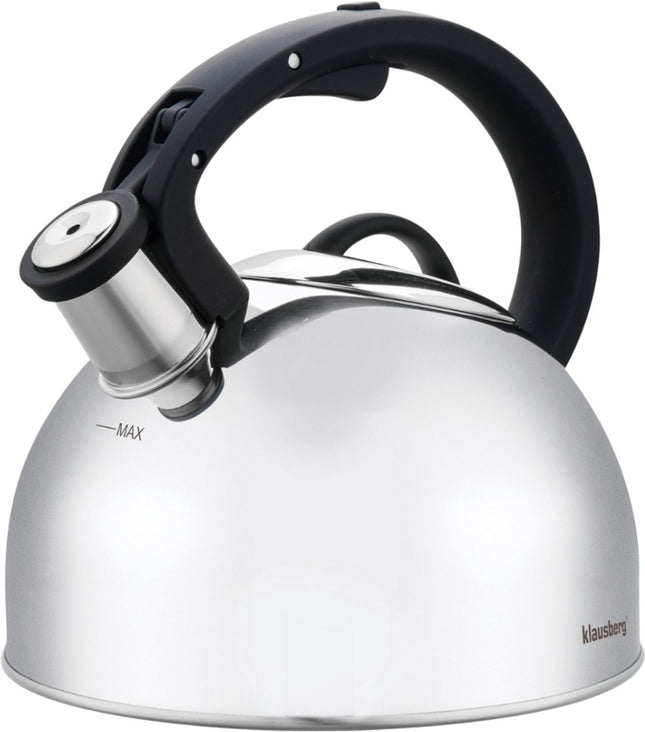 Klausberg 7910 - Fluitketel met fluit - 2.5 liter - RVS - Zilverkleurig