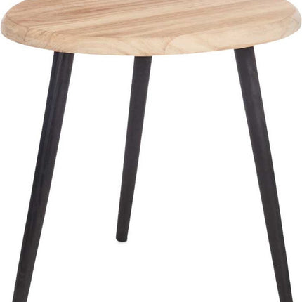 Giftdecor Bijzettafeltje Alaska - hout - beige/zwart - D46 x H50 cm - plantenpot verhoger/koffie tafel