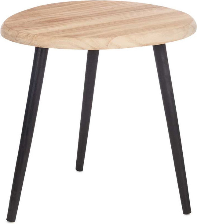 Giftdecor Bijzettafeltje Alaska - hout - beige/zwart - D46 x H50 cm - plantenpot verhoger/koffie tafel