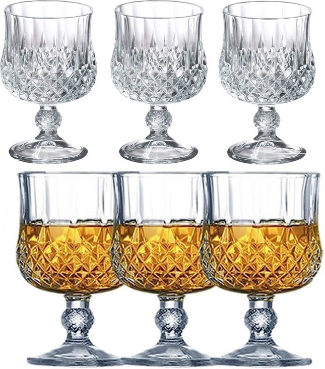 Luxe geslepen glazen op voet -set van 6 - 206 ML - Cocktailglas