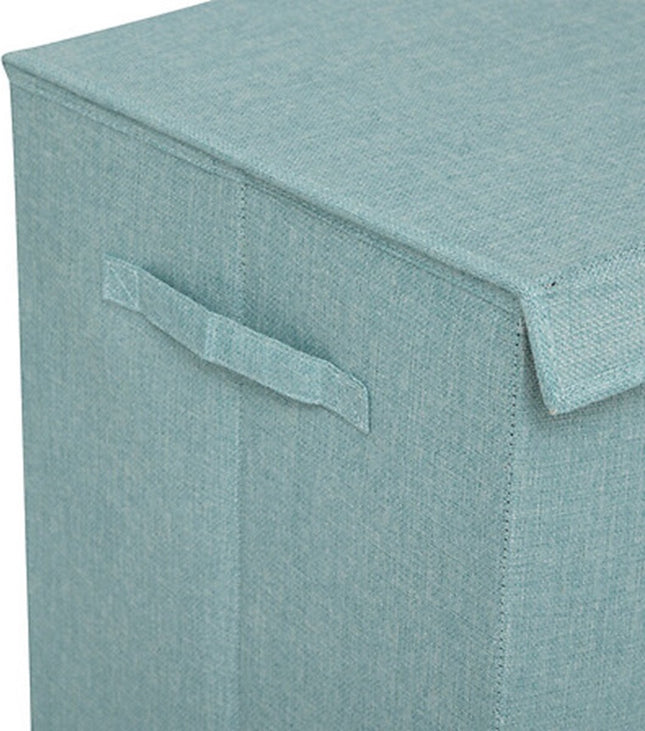 5Five Eureka sorteer wasmand - 74 liter - lichtblauw - 37 x 37 x 60 cm - MDF/Polyester stof - met afsluitklep