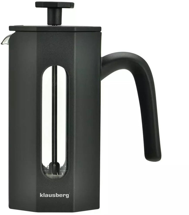 Klausberg KB7676 - Piston Koffie- en Theezetter - 0,35 Liter - Octagonaal Design- Theemaker - RVS en Boorosilicaat Glas - Geschikt voor Koffie, Thee en Kruiden