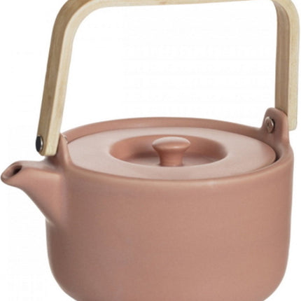 Secret de Gourmet Theepot in keramiek met bamboe 80cl - Handvat, zeef, filter - Terra