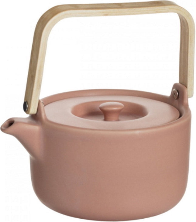 Secret de Gourmet Theepot in keramiek met bamboe 80cl - Handvat, zeef, filter - Terra