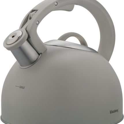 Klausberg 7912 - Fluitketel met fluit - 2.5 liter - RVS - grijs