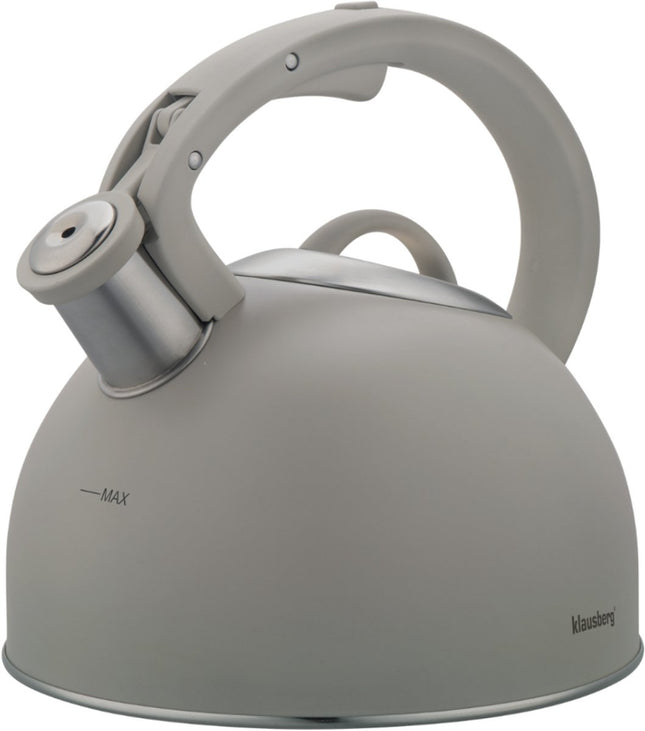 Klausberg 7912 - Fluitketel met fluit - 2.5 liter - RVS - grijs