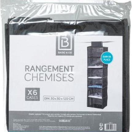 5Five kast organizer - hangend - 6 vakken - 30 x 30 x 120 cm - zwart