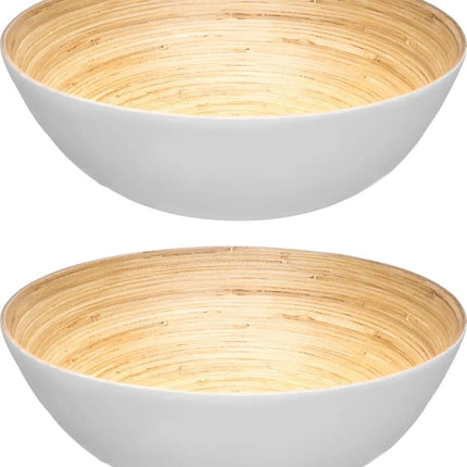 Secret de Gourmet Slakom/voedsel serveerschaal - bamboe - D30 cm - 2x