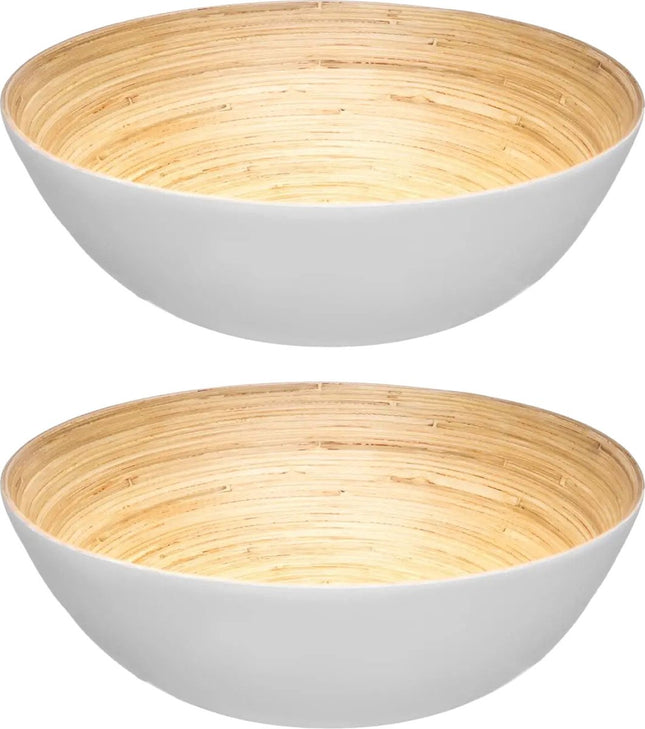 Secret de Gourmet Slakom/voedsel serveerschaal - bamboe - D30 cm - 2x