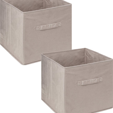 5Five Opbergmand/kastmandje - 2x stuks - Beige - 31 x 31 x 31 cm - 29 liter - Vakkenkast manden - Stof met versterkte bodem - Opvouwbaar