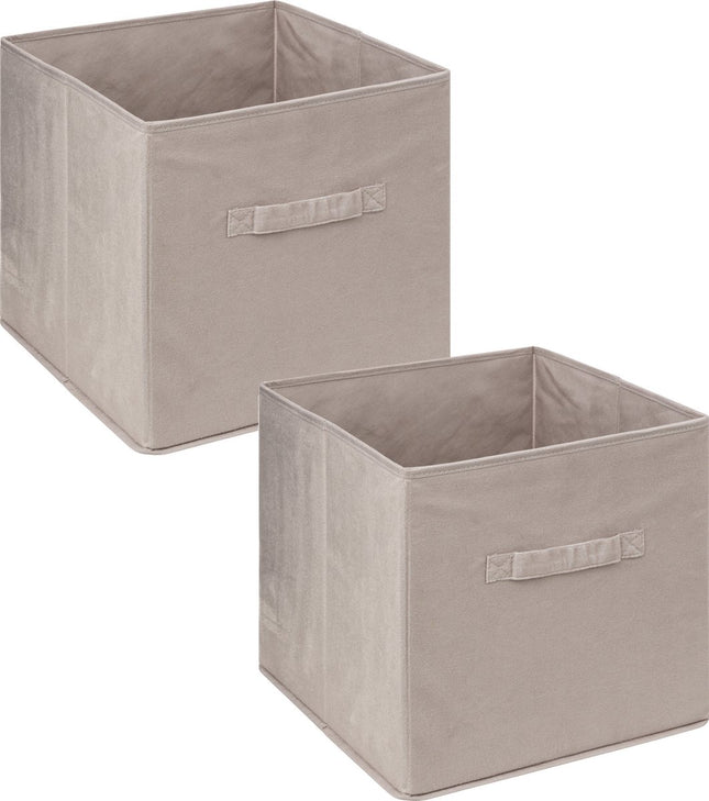 5Five Opbergmand/kastmandje - 2x stuks - Beige - 31 x 31 x 31 cm - 29 liter - Vakkenkast manden - Stof met versterkte bodem - Opvouwbaar