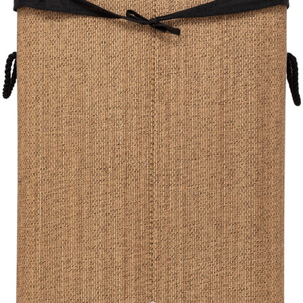 5Five Wasmand met deksel - bamboe hout - 60 Liter- naturel zwart - 41 x 30 x 50 cm