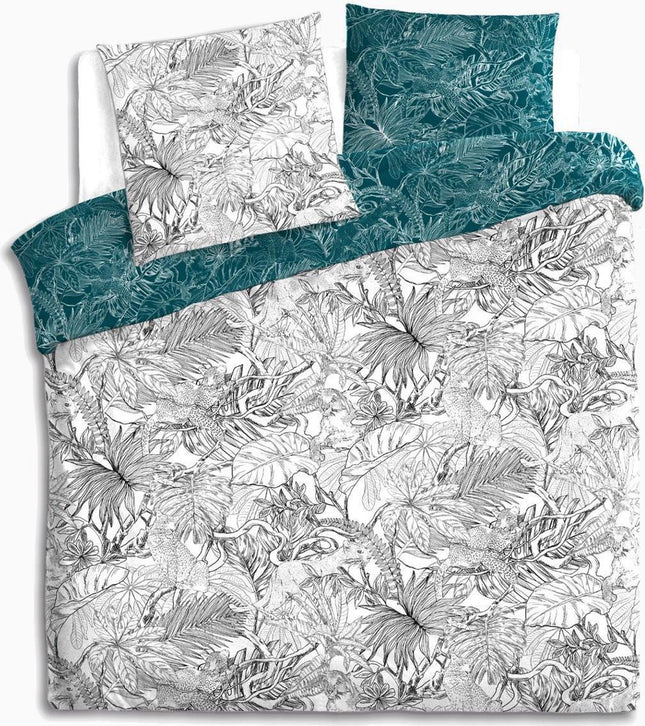 Tweezijdig katoenen dekbedovertrek 240x220 met drukknopen in jungleprint