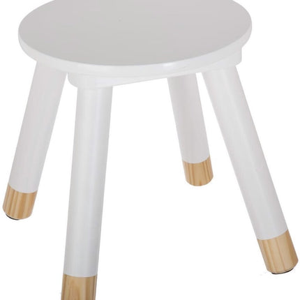 Atmosphera Kinder krukje - 2x - ivoor wit - hout - D24 x H27 cm - bijzet stoeltjes/krukken