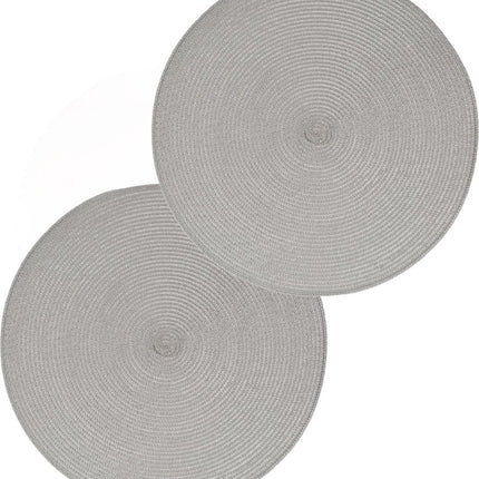 Secret de Gourmet ronde placemat - Set van 12x stuks - lichtgrijs - gevlochten kunststof - Dia 38 cm - Onderleggers