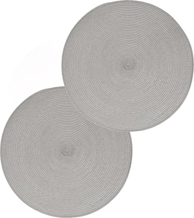 Secret de Gourmet ronde placemat - Set van 12x stuks - lichtgrijs - gevlochten kunststof - Dia 38 cm - Onderleggers