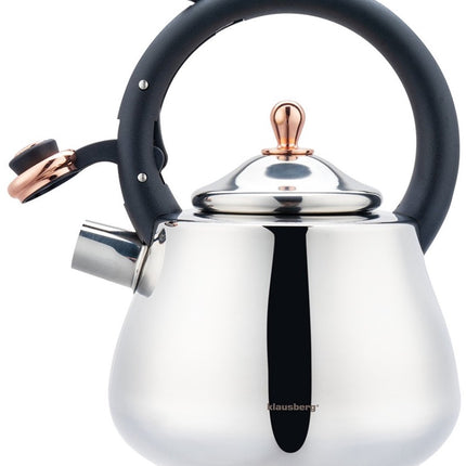 Klausberg 7776 - Fluitketel met fluit - 2.5 liter - RVS - Zilverkleurig