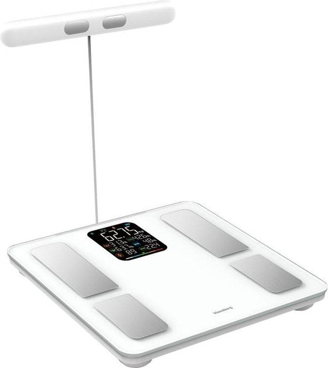 Klausberg 7857 - Slimme Bluetooth Personenweegschaal met Lichaamsanalyse en Handgreep – Gewicht, BMI, Vetpercentage, Spiermassa, Kleurendisplay -wit