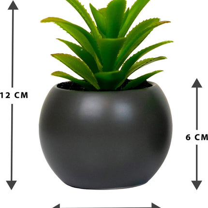 Atmosphera Kunstplant - Nepplant - Grijs - Set van 4 - Voor Binnen - Met Pot - Rond