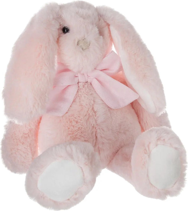 Atmosphera Knuffeldier konijn met strikje - zachte pluche stof - knuffels - lichtroze - 30 cm