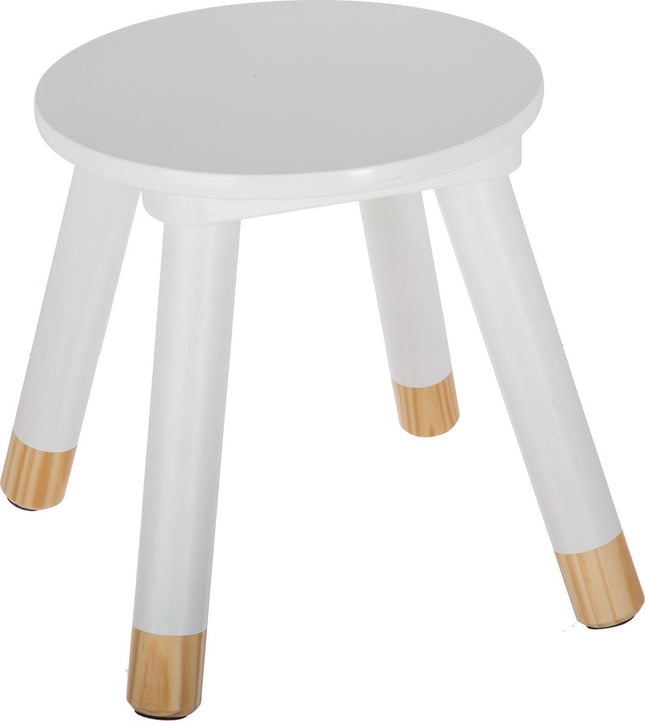 Atmosphera Kinder krukje - ivoor wit - hout - D24 x H27 cm - bijzet stoeltjes/krukken