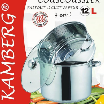 Couscouspan couscoussier Inox 12 liter geschikt ook voor inductie