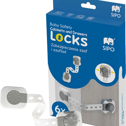 SIPO Veiligheidsslot voor Kastjes en Lades - 6 Stuks - Multifunctionele Kinderbeveiliging met Slim Slot - Wit - Verstelbaar -