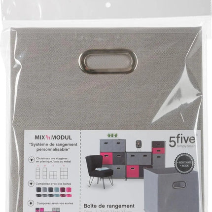 5Five Opbergmand/kastmand grijs - linnen - 29 liter - 31 x 31 x 31 cm - Opbergbox - Vakkenkast manden