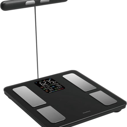 Klausberg 7856 - Slimme Bluetooth Personenweegschaal met Lichaamsanalyse en Handgreep – Gewicht, BMI, Vetpercentage, Spiermassa, Kleurendisplay - zwart