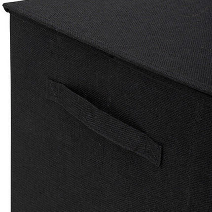 5Five Eureka sorteer wasmand - 74 liter - zwart - 37 x 37 x 60 cm - MDF/Polyester stof - met afsluitklep
