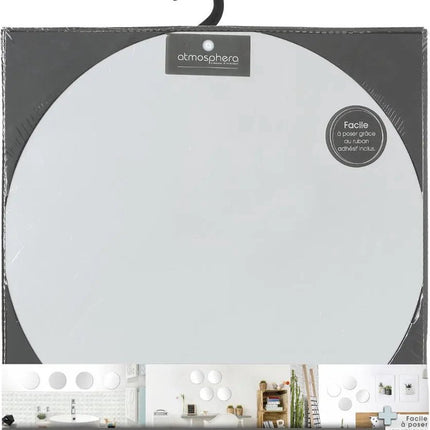 5Five Plak spiegels tegels - 4x stuks - glas - zelfklevend - 30 x 30 cm - rondjes - muur/deur/wand