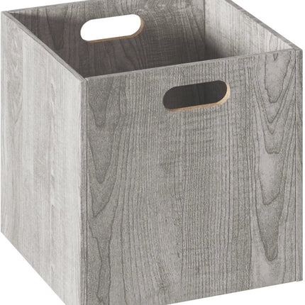 5five Opbergmand/kastmand van hout - grijs - 7 Liter - 31 x 15 x 15 cm - Opbergboxen - Vakkenkast manden