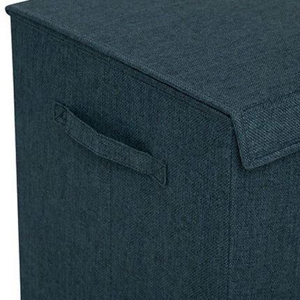 5Five Eureka sorteer wasmand - 74 liter - smaragd groen - 37 x 37 x 60 cm - MDF/Polyester stof - met afsluitklep