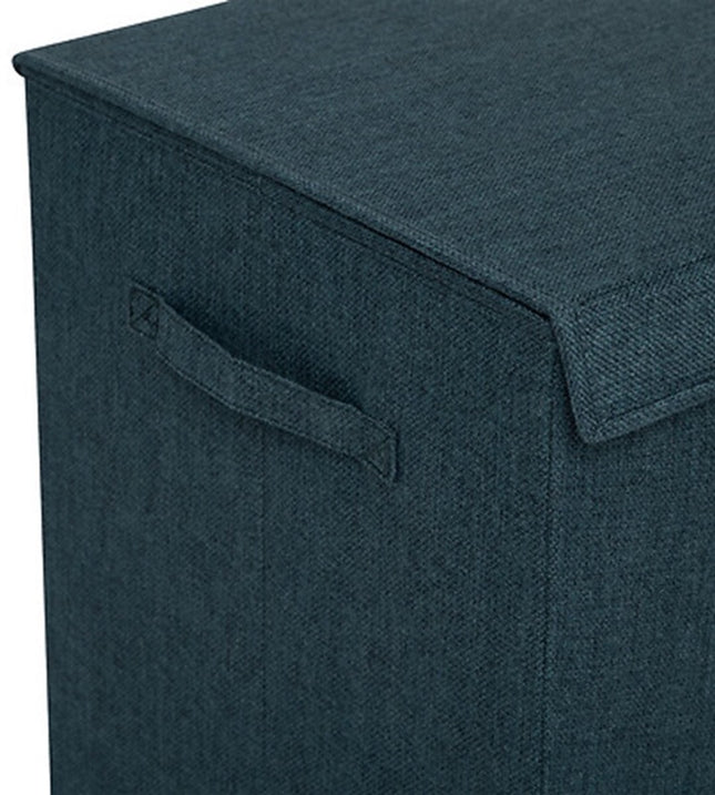 5Five Eureka sorteer wasmand - 74 liter - smaragd groen - 37 x 37 x 60 cm - MDF/Polyester stof - met afsluitklep