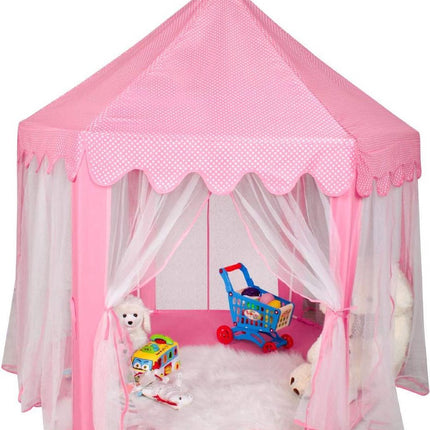 Speeltent voor Kinderen - Met Bodem - Vanaf 3 Jaar - 135x135x140cm - Kinderen Tent Kasteel - Voor binnen en Buiten- roze