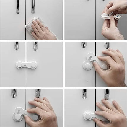 SIPO Meubelbeveiliging Set 10-delig - Kinderveiligheidsslot voor Kasten en Laden - Zelfklevend Wit ABS Plastic - Deur veiligheidsslot