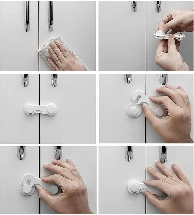 SIPO Meubelbeveiliging Set 10-delig - Kinderveiligheidsslot voor Kasten en Laden - Zelfklevend Wit ABS Plastic - Deur veiligheidsslot