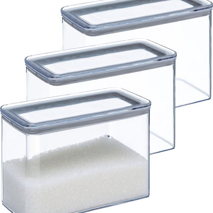 5Five Voorraadpot - 5x - keuken/voedsel - kunststof - 2000 ml - luchtdichte deksel - transparant - 20 x 10 x 14 cm