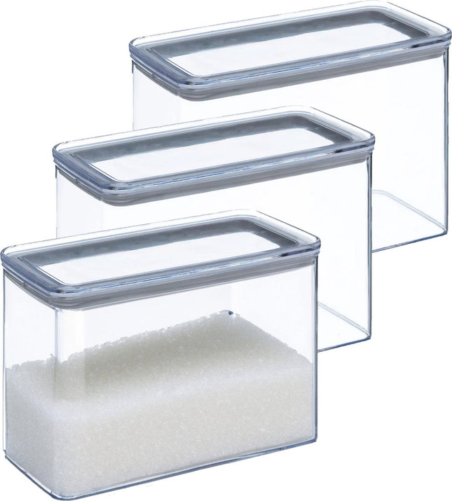 5Five Voorraadpot - 5x - keuken/voedsel - kunststof - 2000 ml - luchtdichte deksel - transparant - 20 x 10 x 14 cm