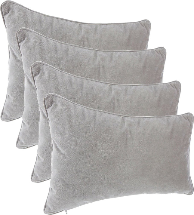 Atmosphera Bank/sierkussens huiskamer Sophia - 4x stuks - 30 x 50 cm - Zilvergrijs - polyester - met rits