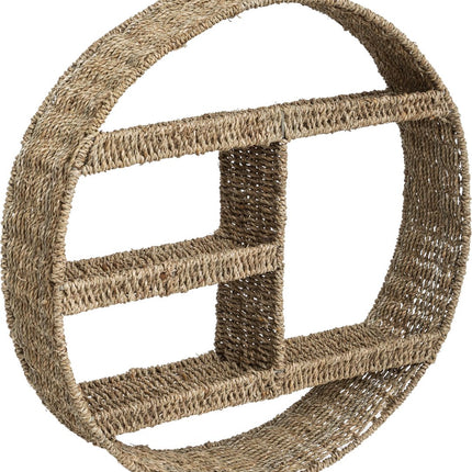Atmosphera Wandplank/wandbord Aria - bruin - riet - Ibiza stijl - 3 plankjes - D58 x 12 cm
