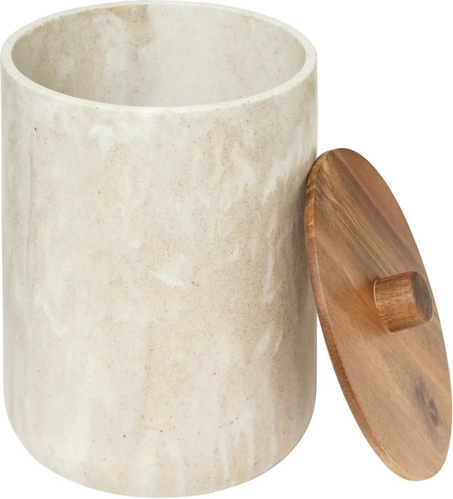 5Five Como Afvalemmer met deksel - Marmereffect - 5L - Beige