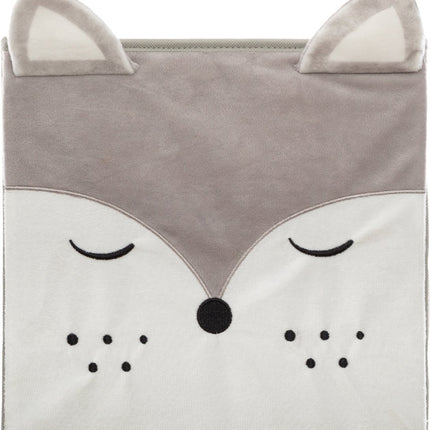 Atmosphera Opbergmand/kastmand vos - 2x - voor kinderen - karton/kunststof - grijs - 30 x 30 cm