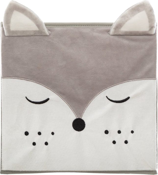Atmosphera Opbergmand/kastmand vos - 2x - voor kinderen - karton/kunststof - grijs - 30 x 30 cm