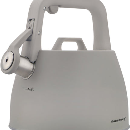 Klausberg 7916 - Fluitketel met fluit - 2.5 liter - RVS - Grijs